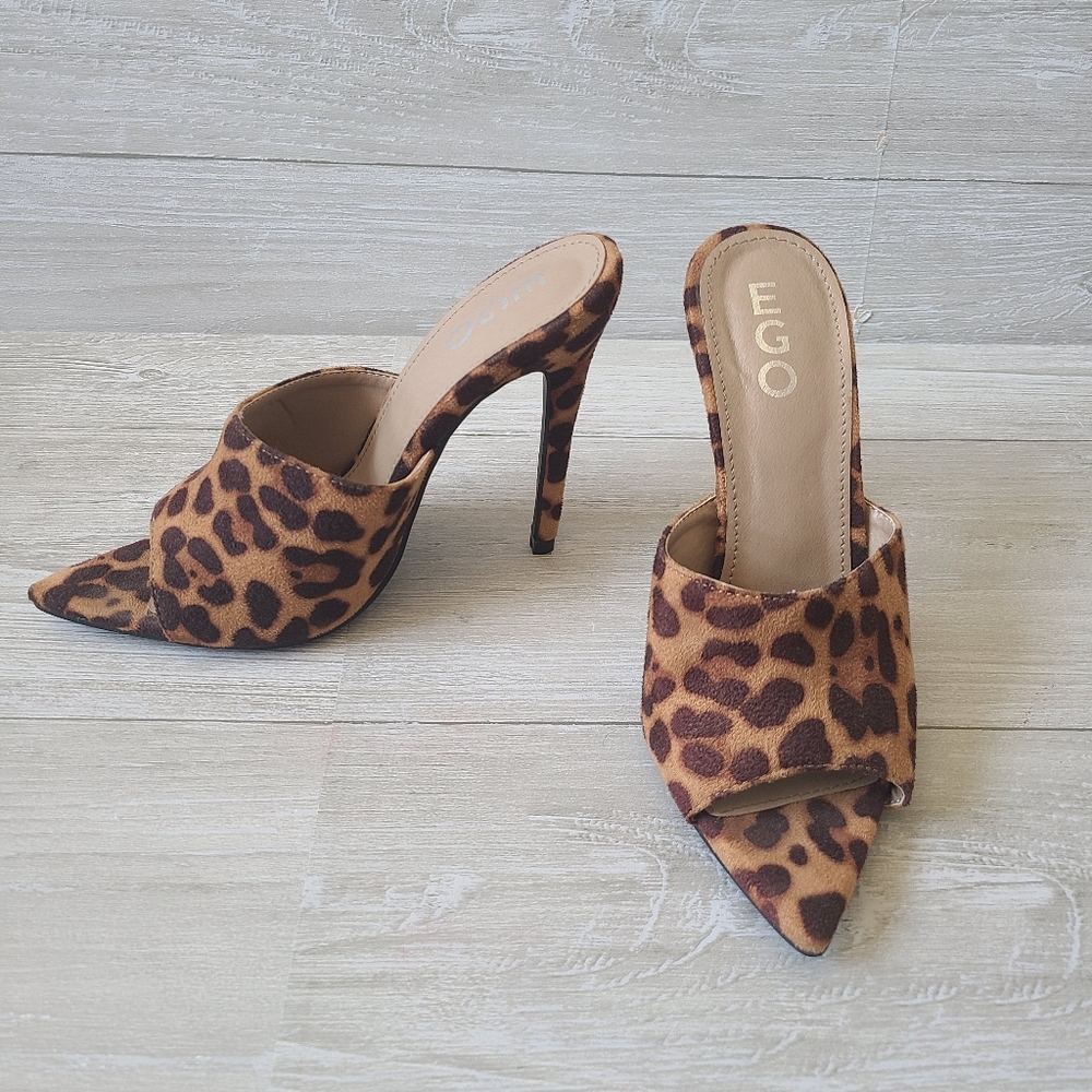 New Ego Leopard Print Pointy Toe Mules Sandals - image 7